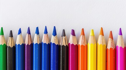 Color pencils against blank white backdrop for writing notes