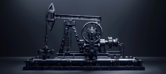 Fototapeta premium Black Oil Pump on Dark Background