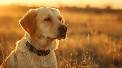 Labrador retriever puppy in an open field