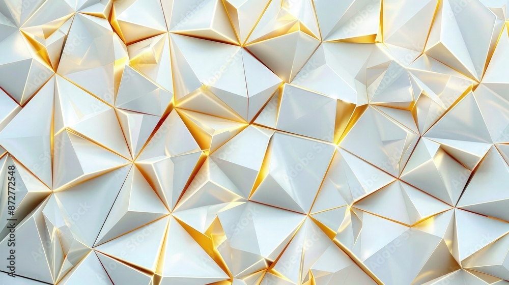 Wall mural abstract background featuring a seamless white and gold polygon pattern, pro vector design with ampl