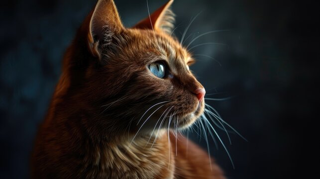 Elegant feline against a dark backdrop