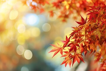 Fototapeta premium Vibrant fall foliage scattered on the grass, capturing the essence of autumn, AI generated
