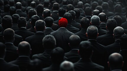 Obraz premium Man in Red Turban in a Crowd