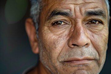 Fototapeta premium A close-up image of a man with visible wrinkles and introspective eyes, capturing a moment of deep thought and reflection, emphasizing the human experience and aging.