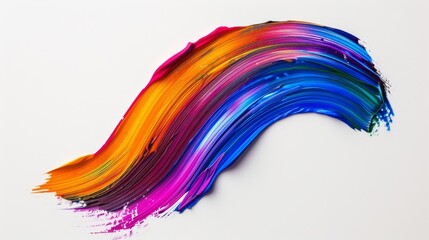Abstract Colorful Paint Stroke on White Background.