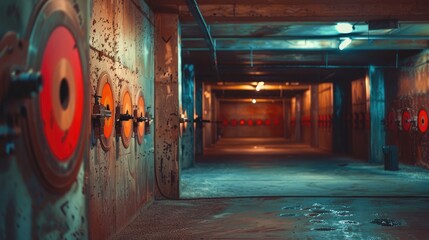 Shooting range academy using vintage color for shooting pistol practice