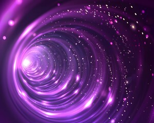 purple bokeh effect background with spiral pattern and many small particles flying around it