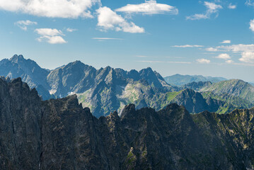 View from Sedielko mountain pass in High Tatras mountains in Slovakia