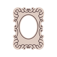 Painting frame, decorative vintage baguette for picture. Traditional art gallery decoration in Victorian antique style. Baroque carved border. Flat vector illustration isolated on white background
