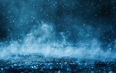 A dark, moody image of a rainy night.  The rain falls heavily, creating a misty, ethereal effect.  The ground is barely visible through the falling water.
