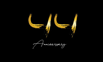 Obraz premium Number 44 Anniversary Handwriting Gold Abstract Logo