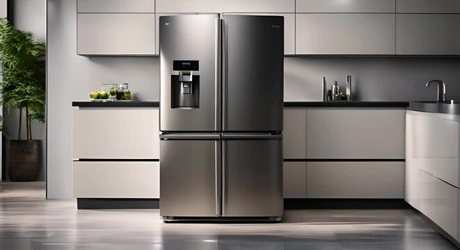 Smart refrigerator in a kitchen.