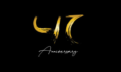 Obraz premium Number 47, Anniversary Handwriting Gold Abstract Logo