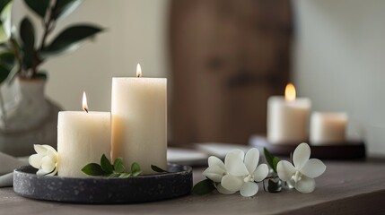 Vanilla scented candles with a white hue