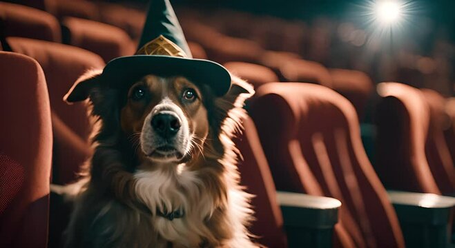 Magician dog in a theater.