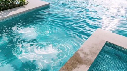 Obraz premium Swimming pool with sea like texture small waves clear water maintenance spa luxury amenities