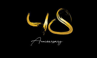 Number 48 Anniversary Handwriting Gold Abstract Logo