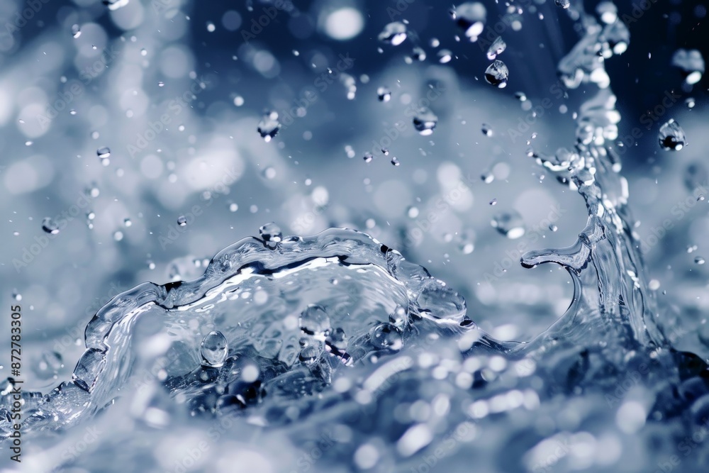 Poster a detailed close-up of a water splash showcasing the intricate movements and droplets captured with 