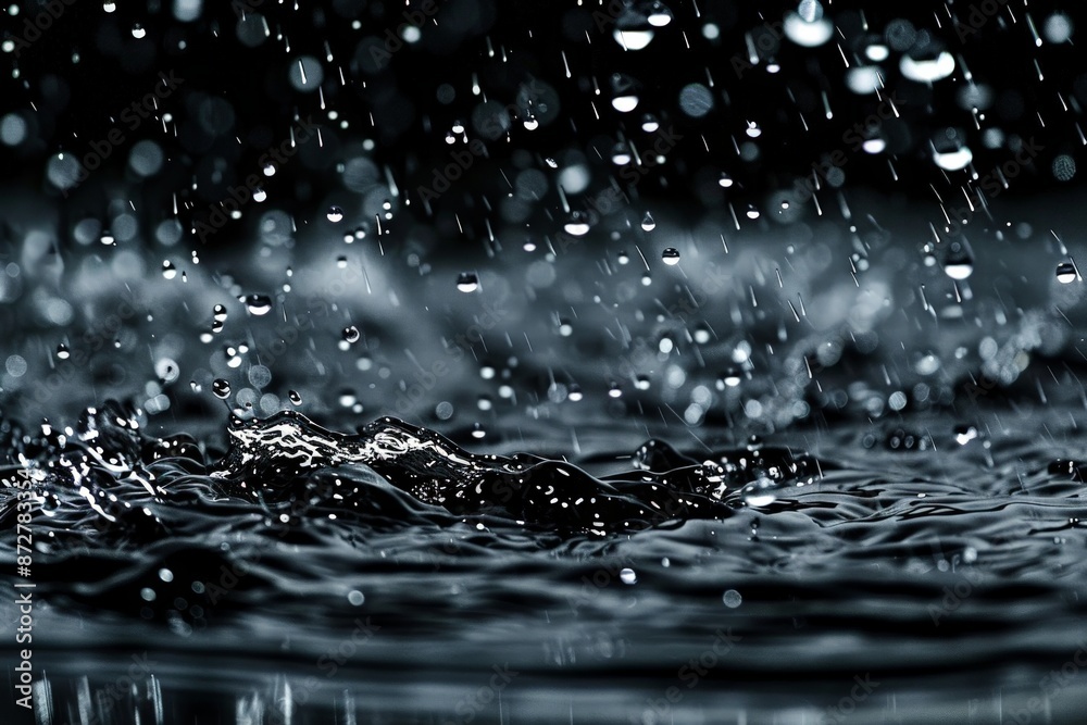 Aufkleber High-speed photograph capturing the clear and impactful splash of rain droplets, showing a stunning display of natural fluid dynamics frozen in time with maximum detail.