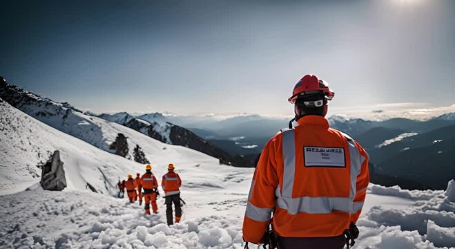 Rescuers from a rescue group in the mountains.