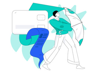 Credit card bill character flat vector concept operation hand drawn illustration
