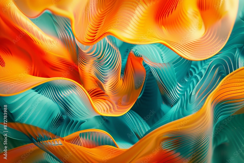 Aufkleber an engaging abstract experience featuring ripples of orange and teal hues, creating a visual composi