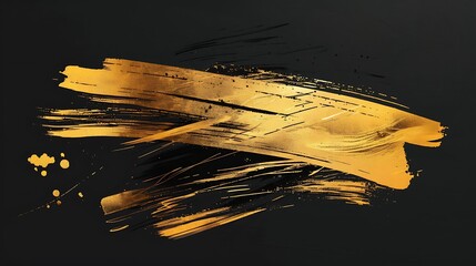 A black background with a gold brush stroke, minimalistic and artistic, vibrant colors, ultra HD high quality