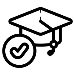 graduate hat with check mark sign icon