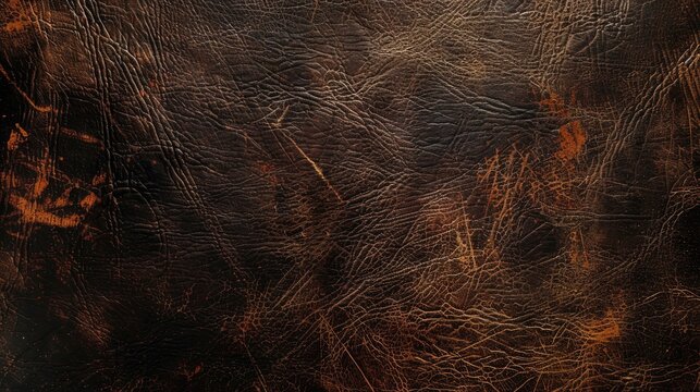 Aged leather texture with dark rustic vibes and copy space