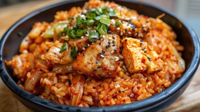 Korean Dak Galbi Fried Rice with Chicken and Cabbage