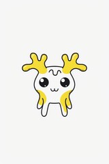  A yellow-and-white cartoon character with antlers on its head, depicted against a clean white background