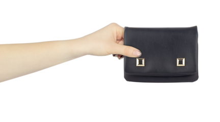 wallet in hand, outstretched hand with wallet, isolated from background