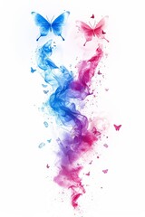  A group of butterflies flies in the air, trailing colorful smoke from their wings' bases