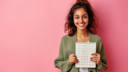 Fototapeta premium young indian woman showing calender