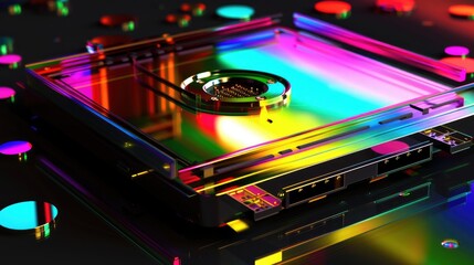 Vibrant hard drive with mirrored effect for data storage