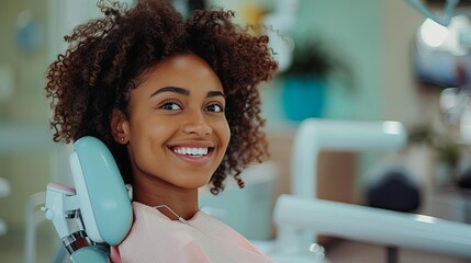 Cheerful dental patient sitting comfortably, eager for dental procedure