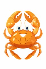 Fototapeta premium A cartoon crab with two eyes and a broad grin