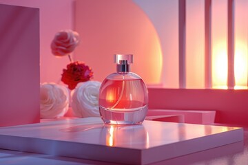 Advertising photos of perfume bottles taken in the studio shed