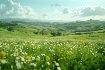 Obraz premium Mountain pastures, green grasslands