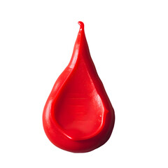 Obraz premium Red drop made out of plasticine, isolated on transparent background
