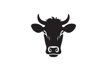 cute cow head logo silhouette vector