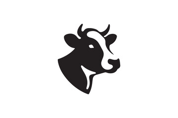 cute cow head logo silhouette vector