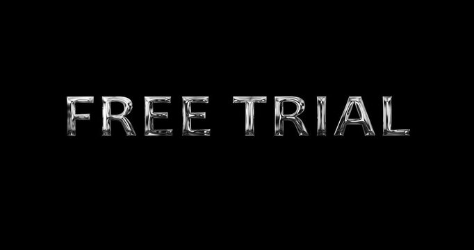 Free trial advertisement promo text animation in 4K. Try for free badge text label for software products services and malls. Used for application mobile e-commerce smartphone. Free trial label banner.