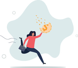Depreciation, value reduce or drop, losing money from investment or economic recession, inflation or asset decline concept.flat design.illustration with people.