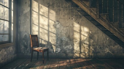 Chair displayed as decoration on the wall
