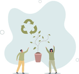 Environment care as green and nature friendly recycling.flat design.illustration with people.
