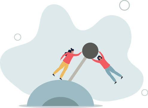 Paradigm shift technology to new business level, control or shifting speed for company growth, transformation and disruption concept.flat design.illustration with people.