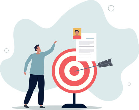 Recruitment target, choosing best candidate to fill in job vacancy, HR Human Resources find perfect talent for interview concept.flat design.illustration with people.