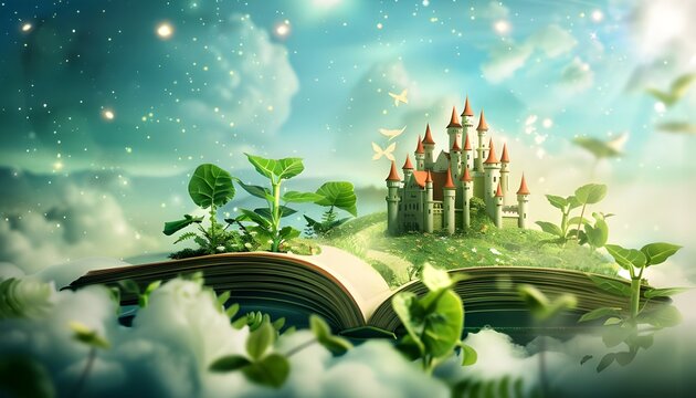 Story book with magic beanstalk