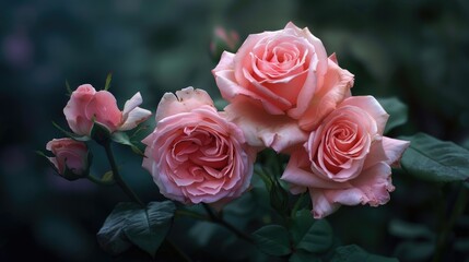 Pink roses symbolize the sweet and poetic love conveyed by their color